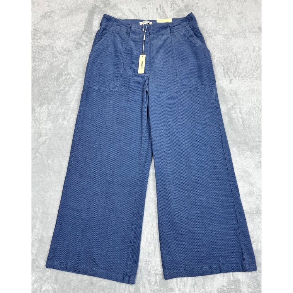 NWT Max Studio‎ Blue Cropped Wide Leg Lagenlook Cotton Corduroy Trousers 4